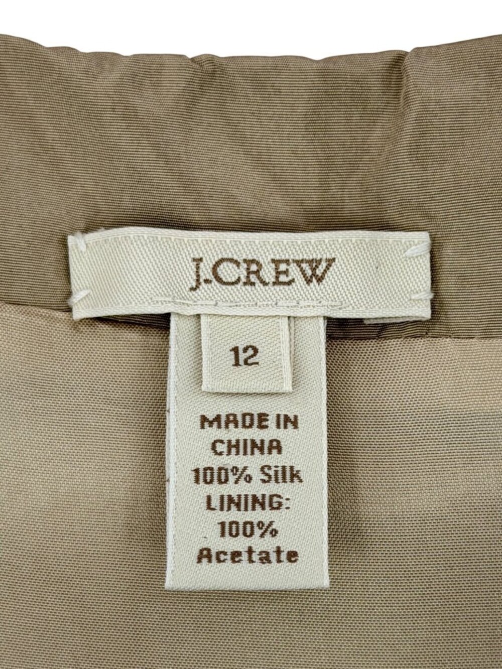 Vintage J.Crew Archival Silk Dress 12 | Champagne Beige 2010s Glamoratti Elegant - Picture 8 of 10